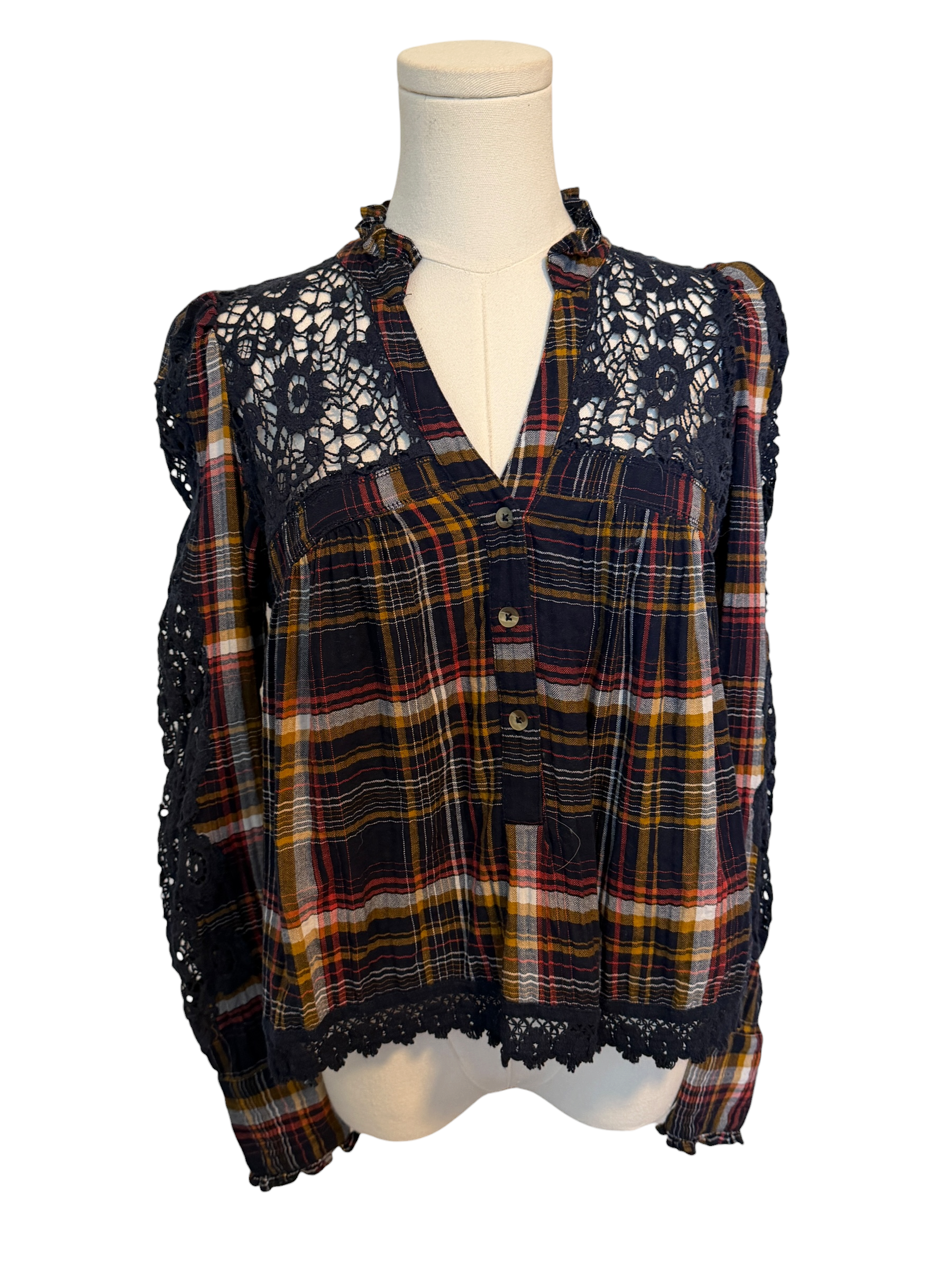 Pilcro Lace-Trimmed Blouse