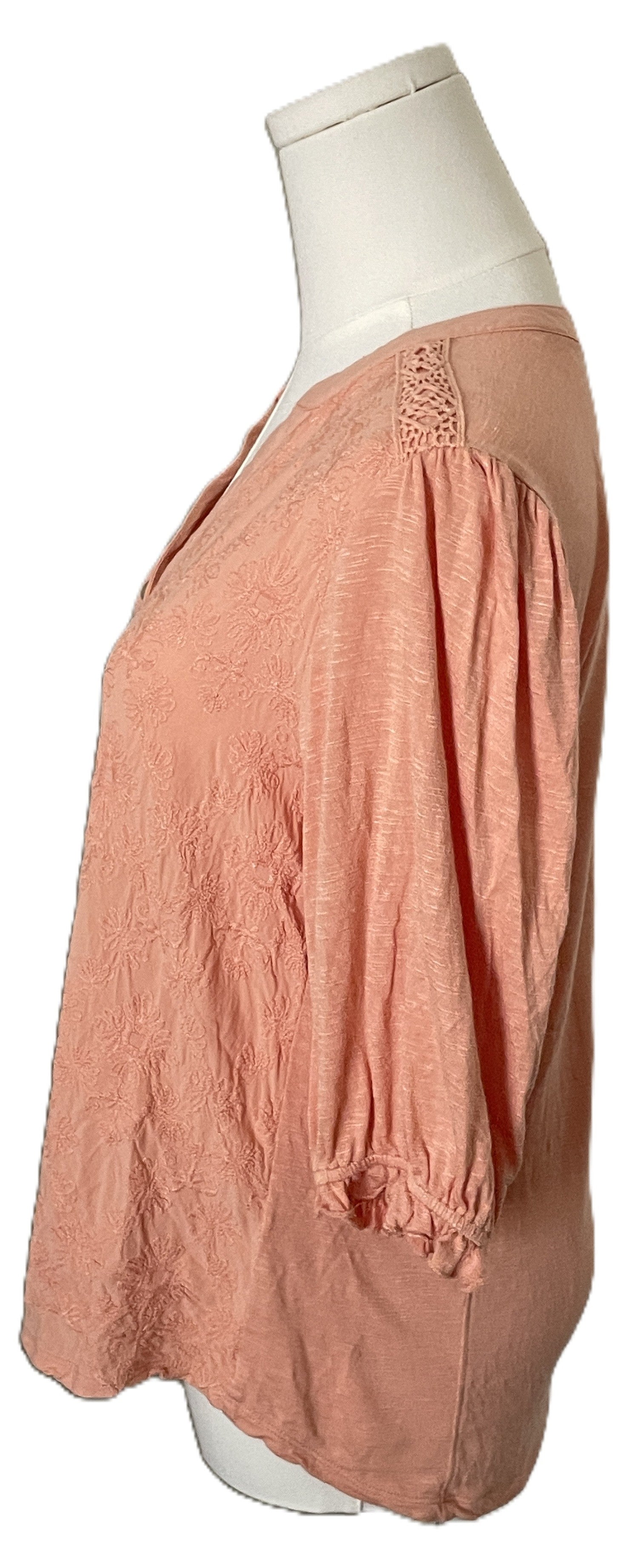 Democracy button down embroidered top 