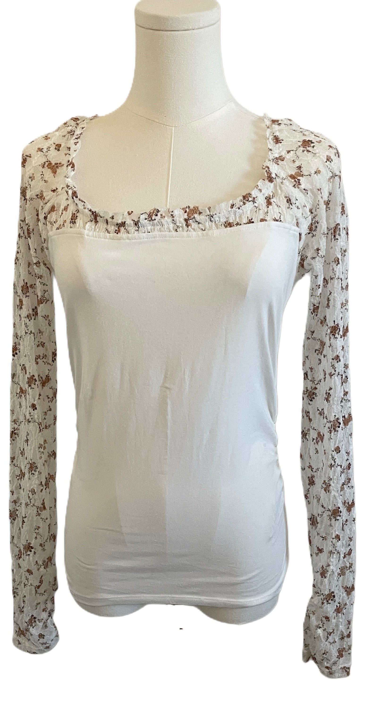Free People White and floral Top