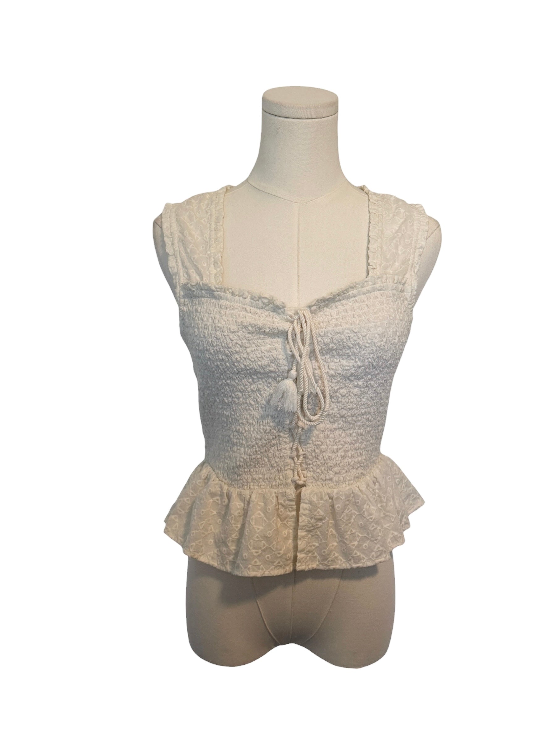 Shyanna Eyelet Smocked Corset Tank Top