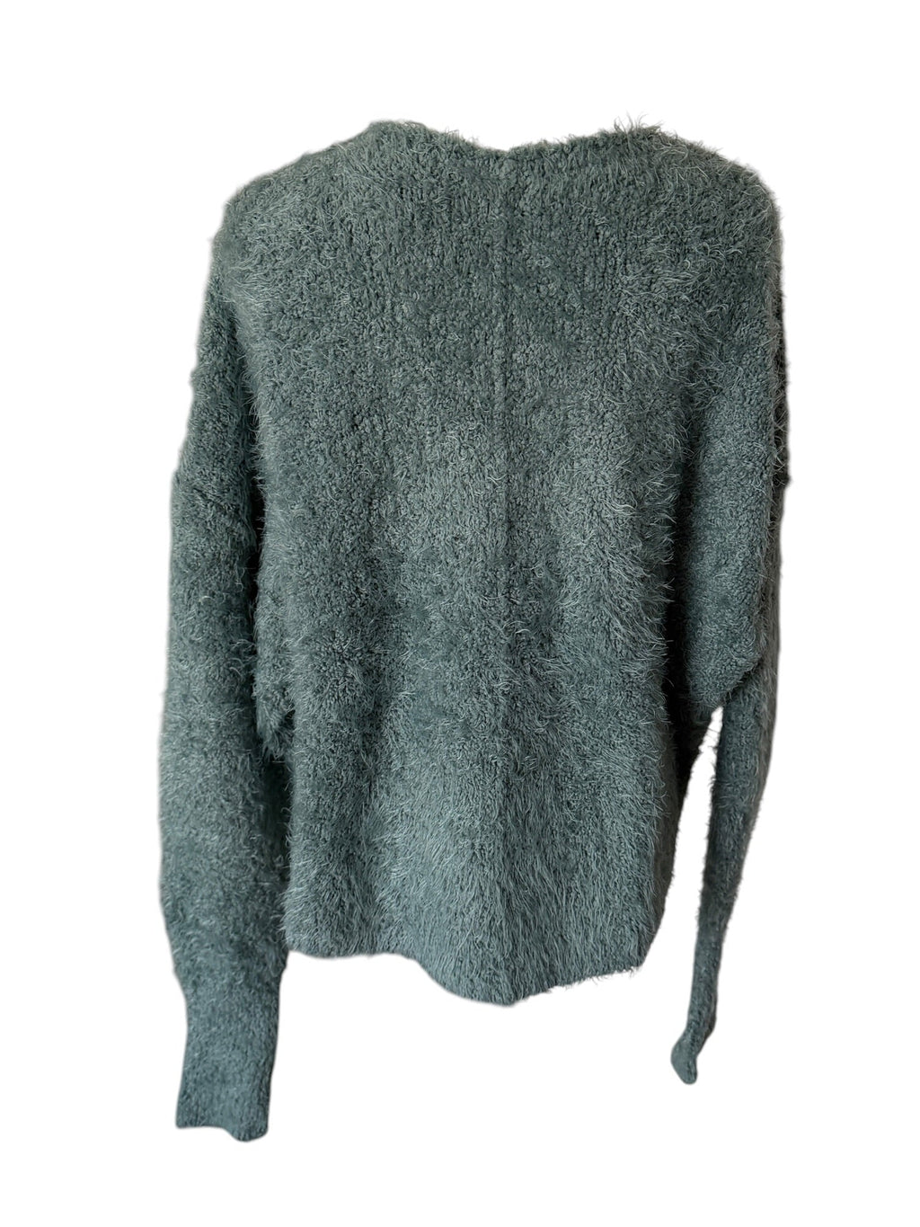 Green sweater on a white background
