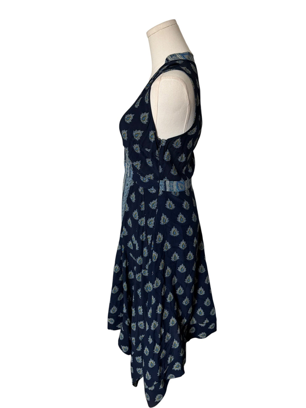 Anthropologie Maeve Ecipsed Faux Wrap Dress Blue Paisley Print Midi Dress