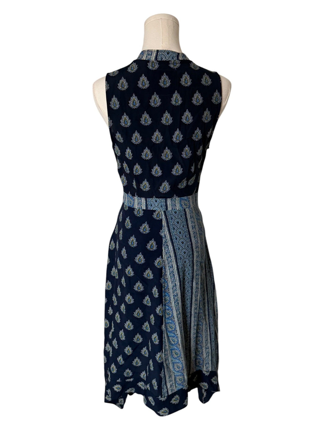 Anthropologie Maeve Ecipsed Faux Wrap Dress Blue Paisley Print Midi Dress