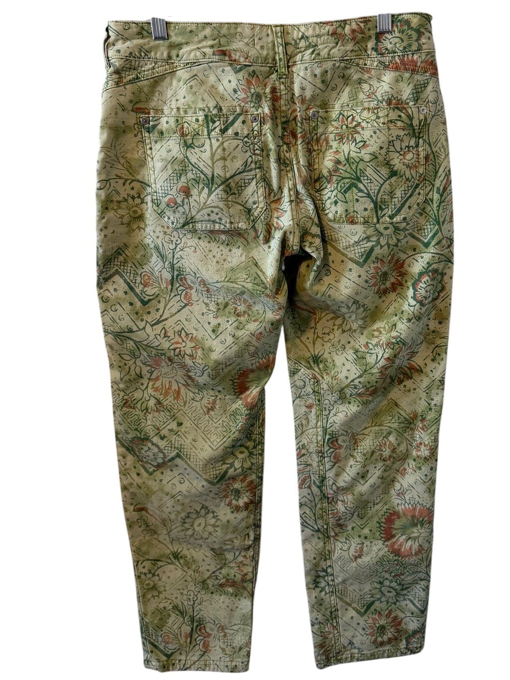 Camouflage-patterned pants on a white background