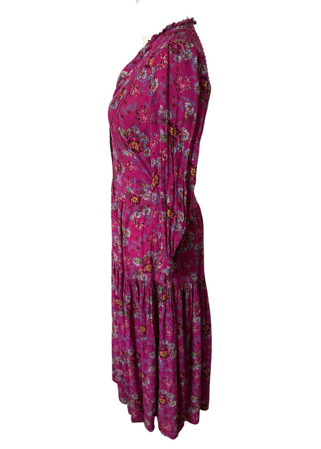 Purple floral dress on a white background