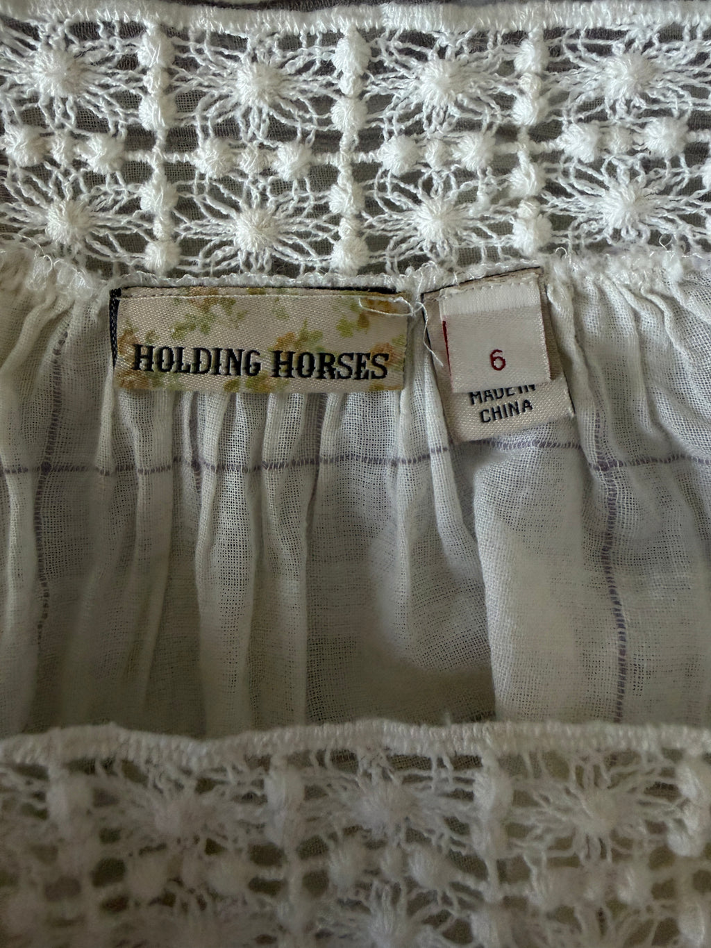 Anthropologie Holding Horses plaid peasant blouse featuring lace