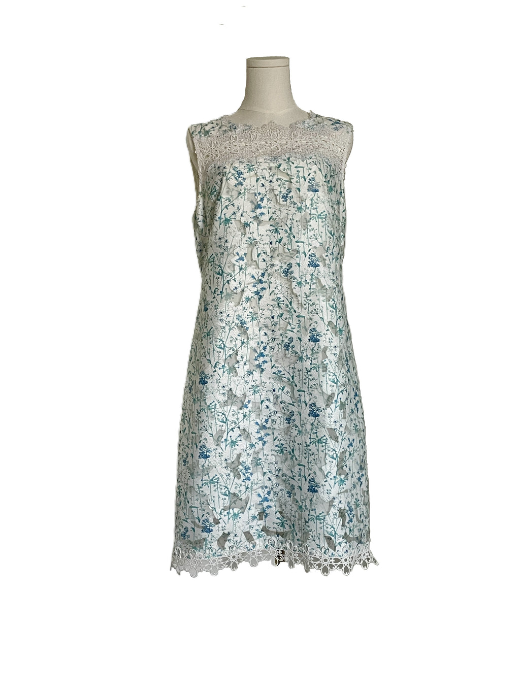 White and blue lace mini dress 