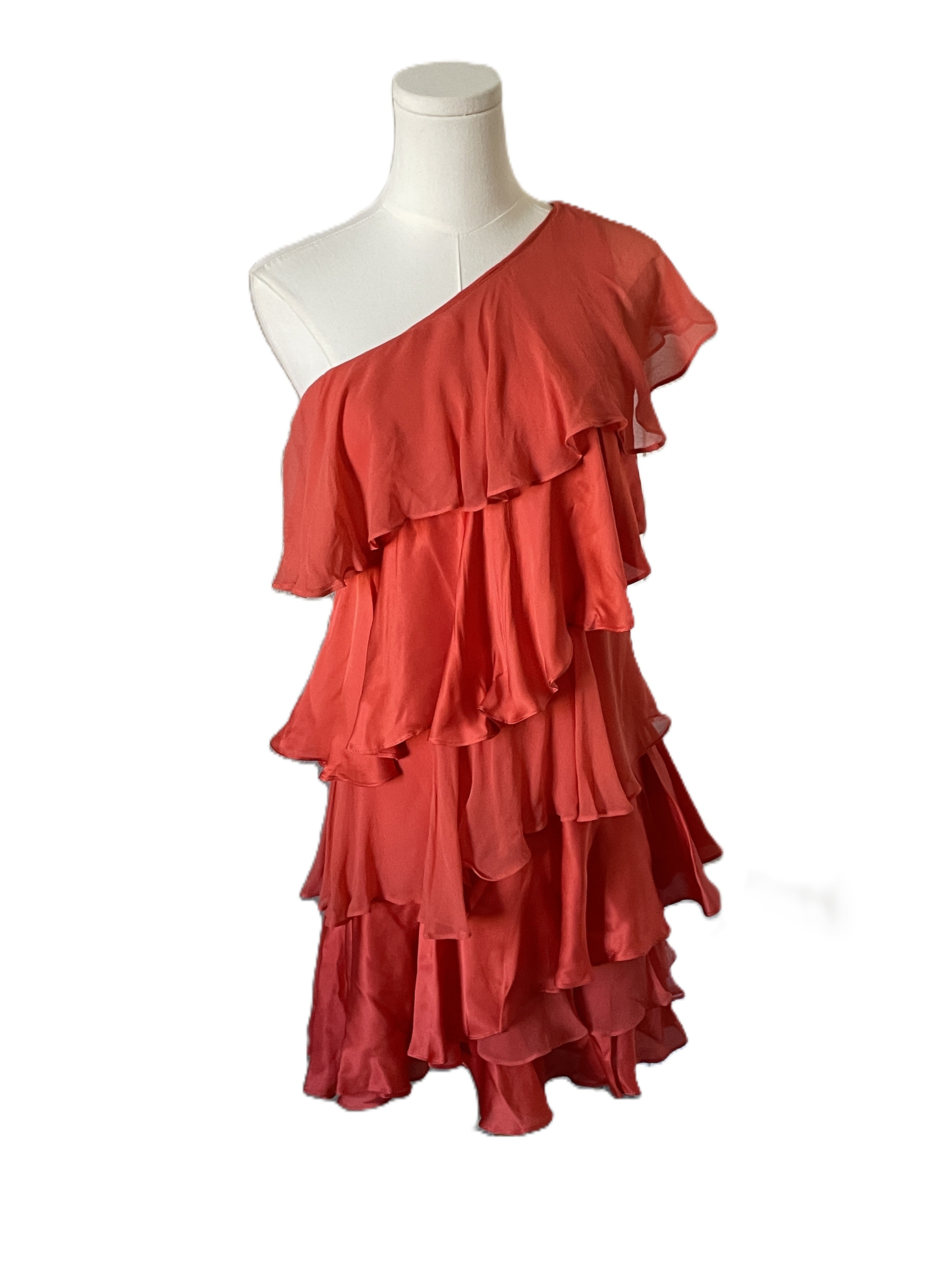 One shoulder ruffle cocktail dress 