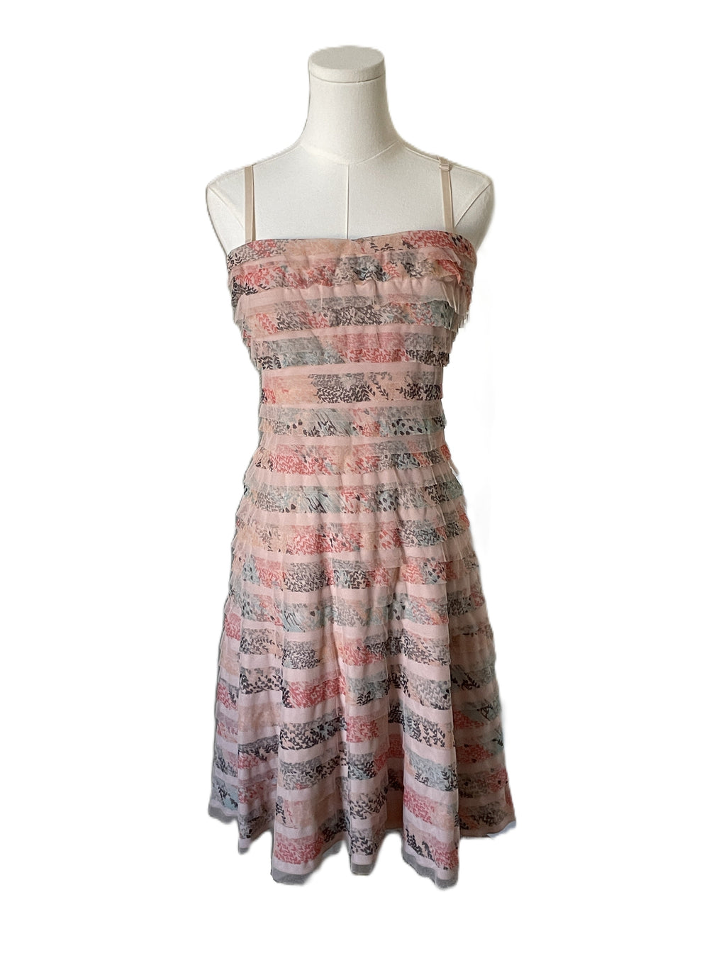 Ruffle mesh mini dress with boning 