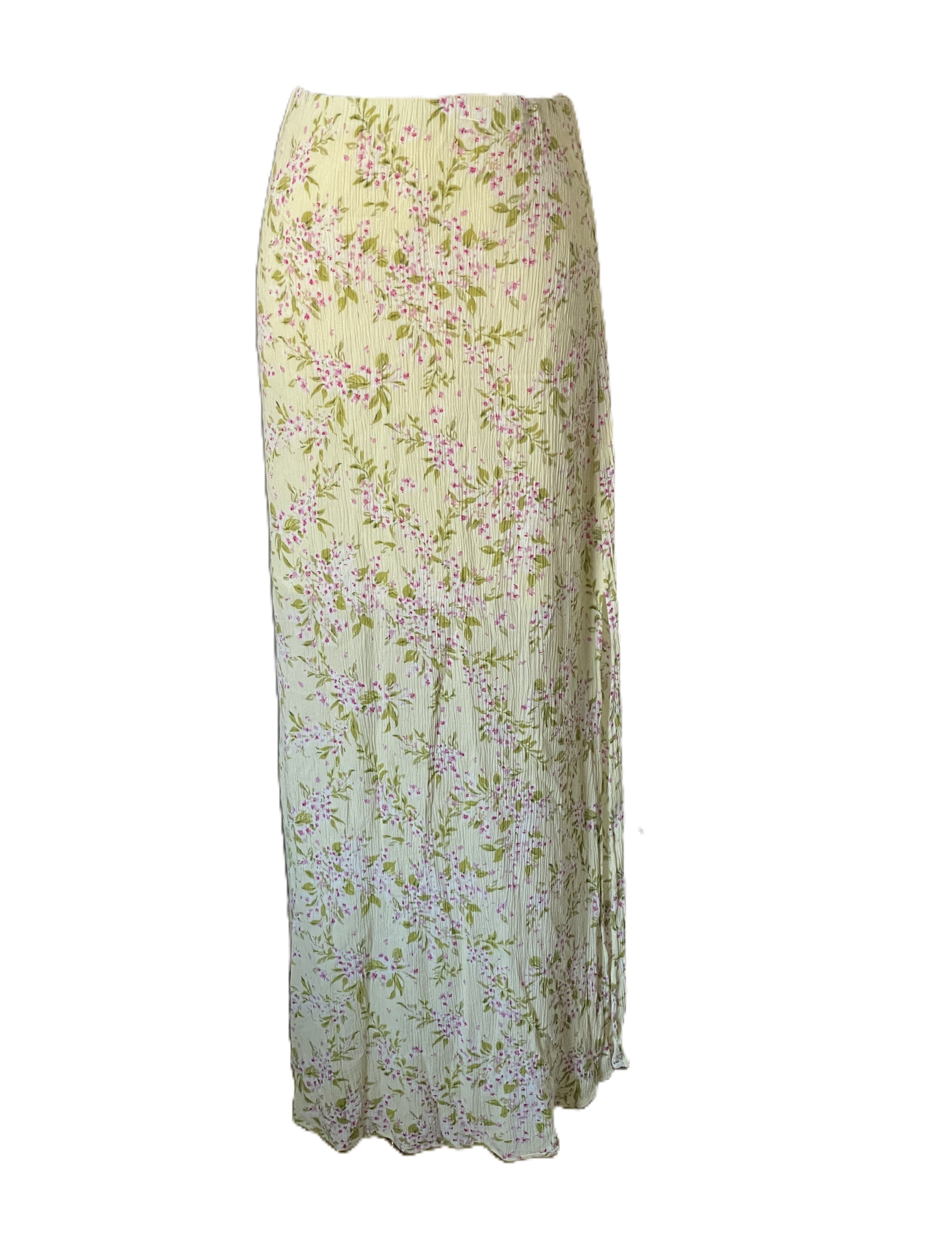 Floral print midi skirt with slit 