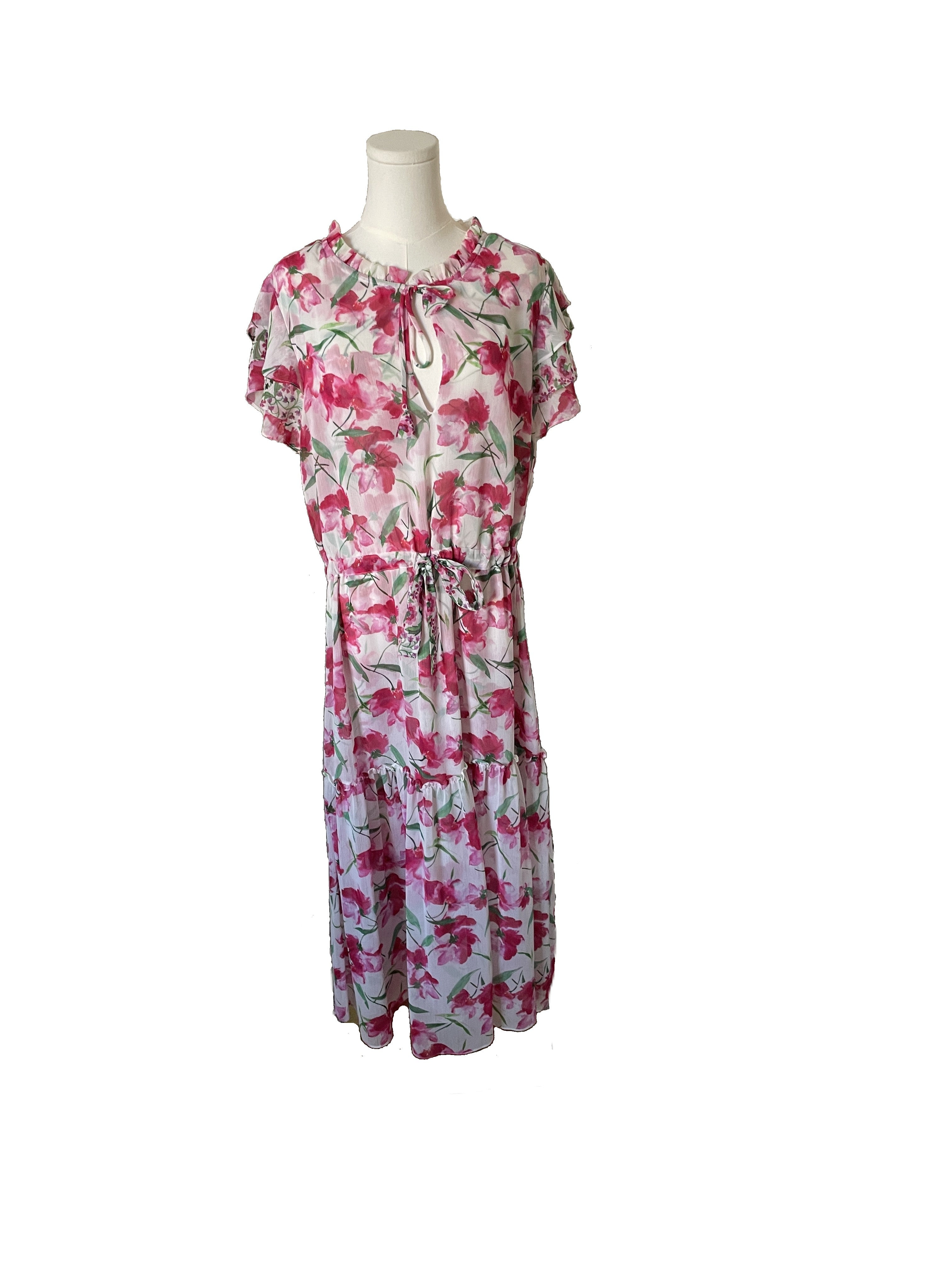 Midi dress with tie waist