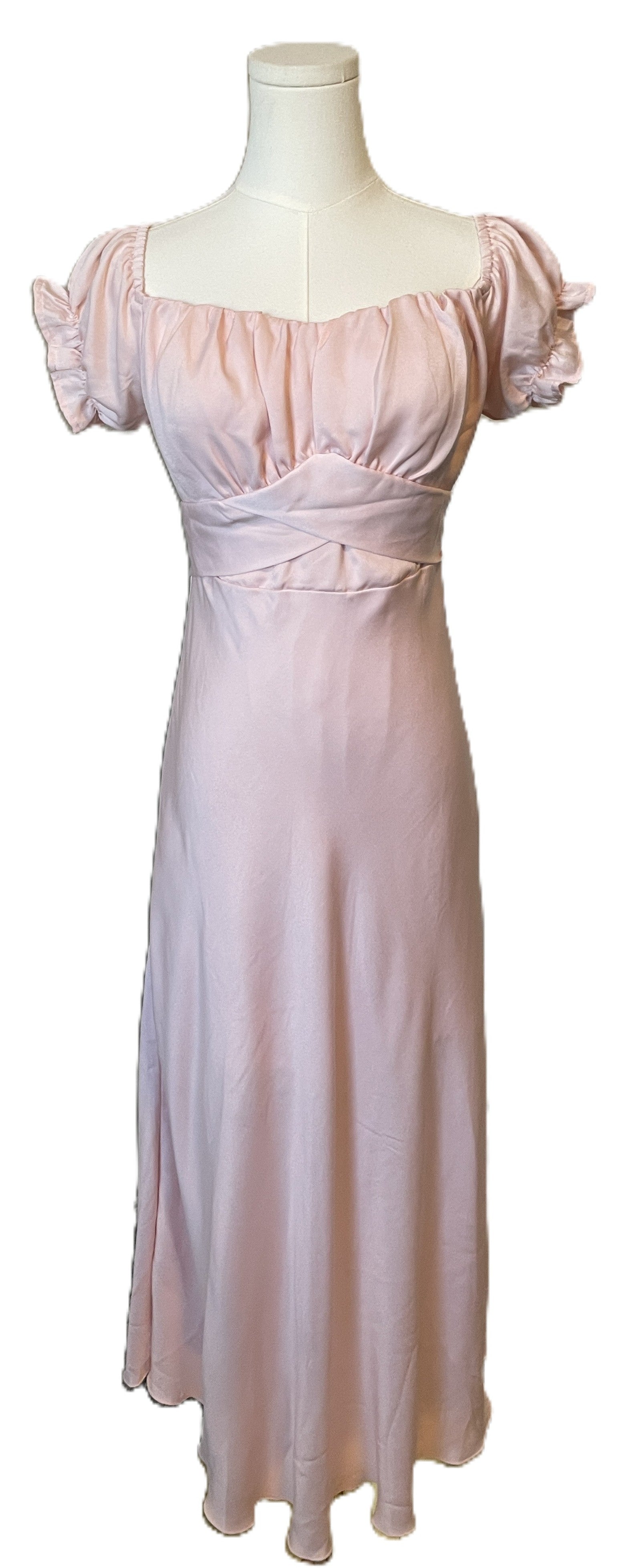 Pink Empire waste midi dress