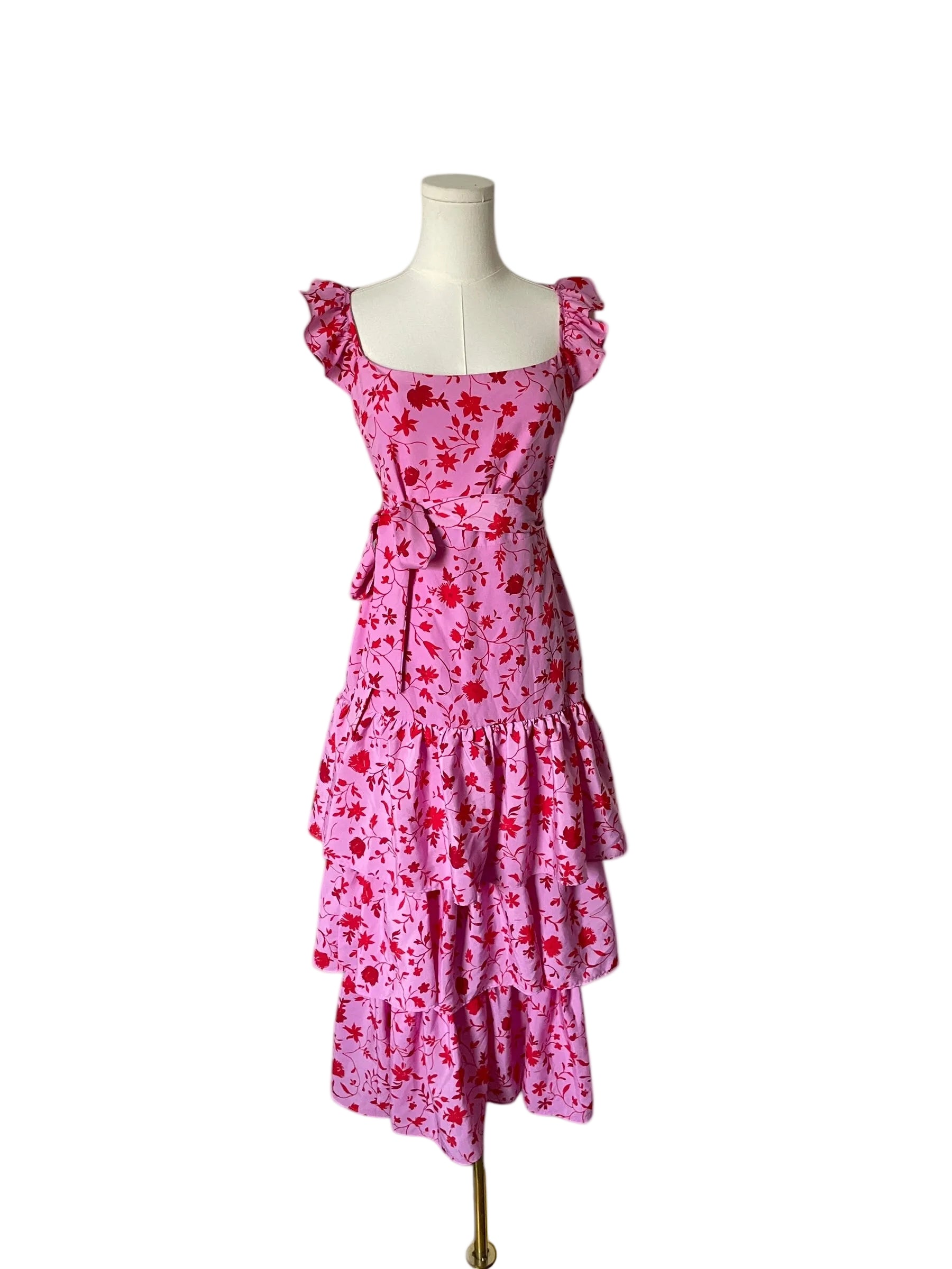 Likely Charlotte Dress in Red and Pink Multi