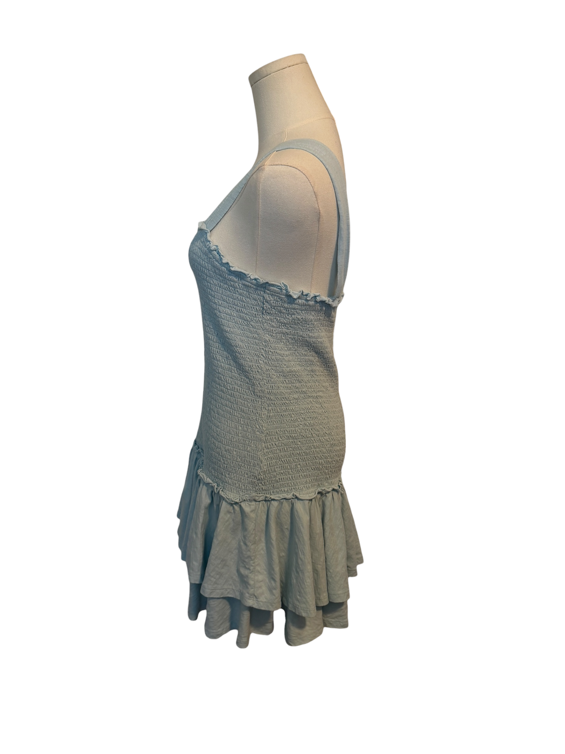 Gray dress on a mannequin against a white background