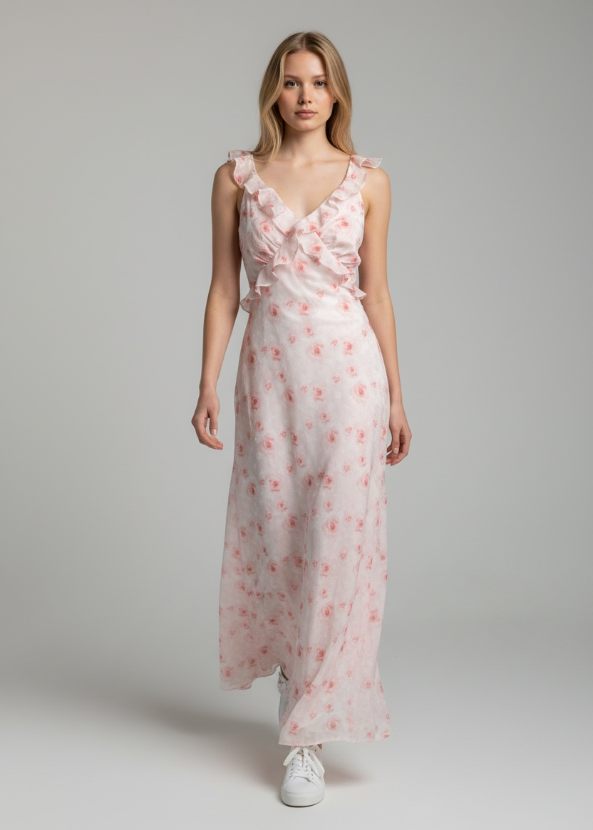 And Now This Crisscross Ruffled Slip Dress