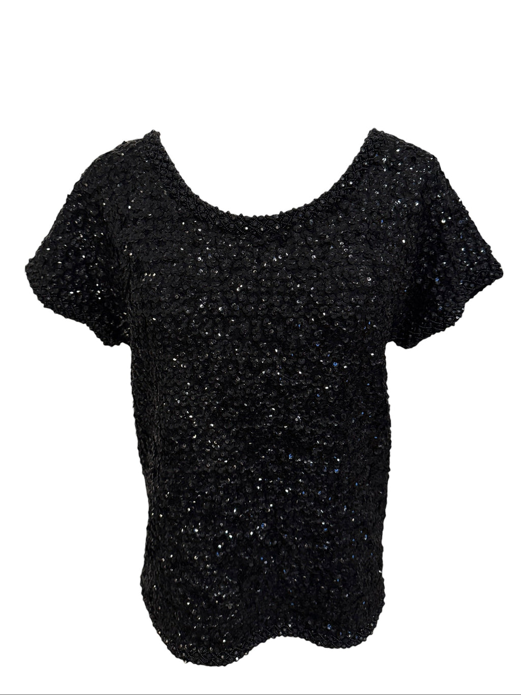 Black glittery t-shirt on a white background