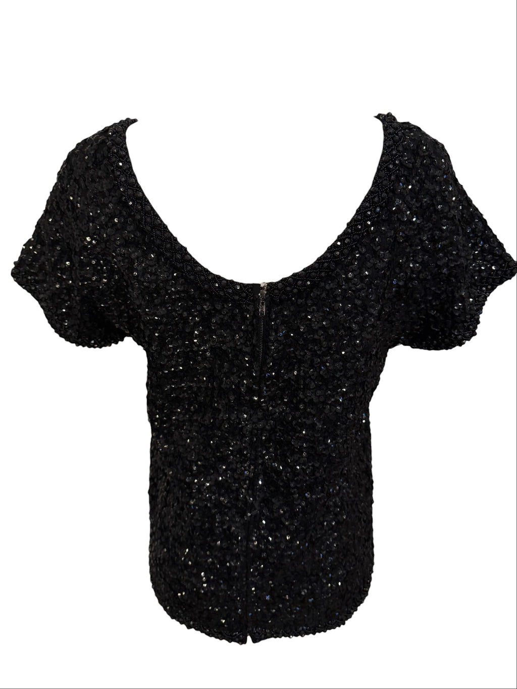 Black glittery top on a white background