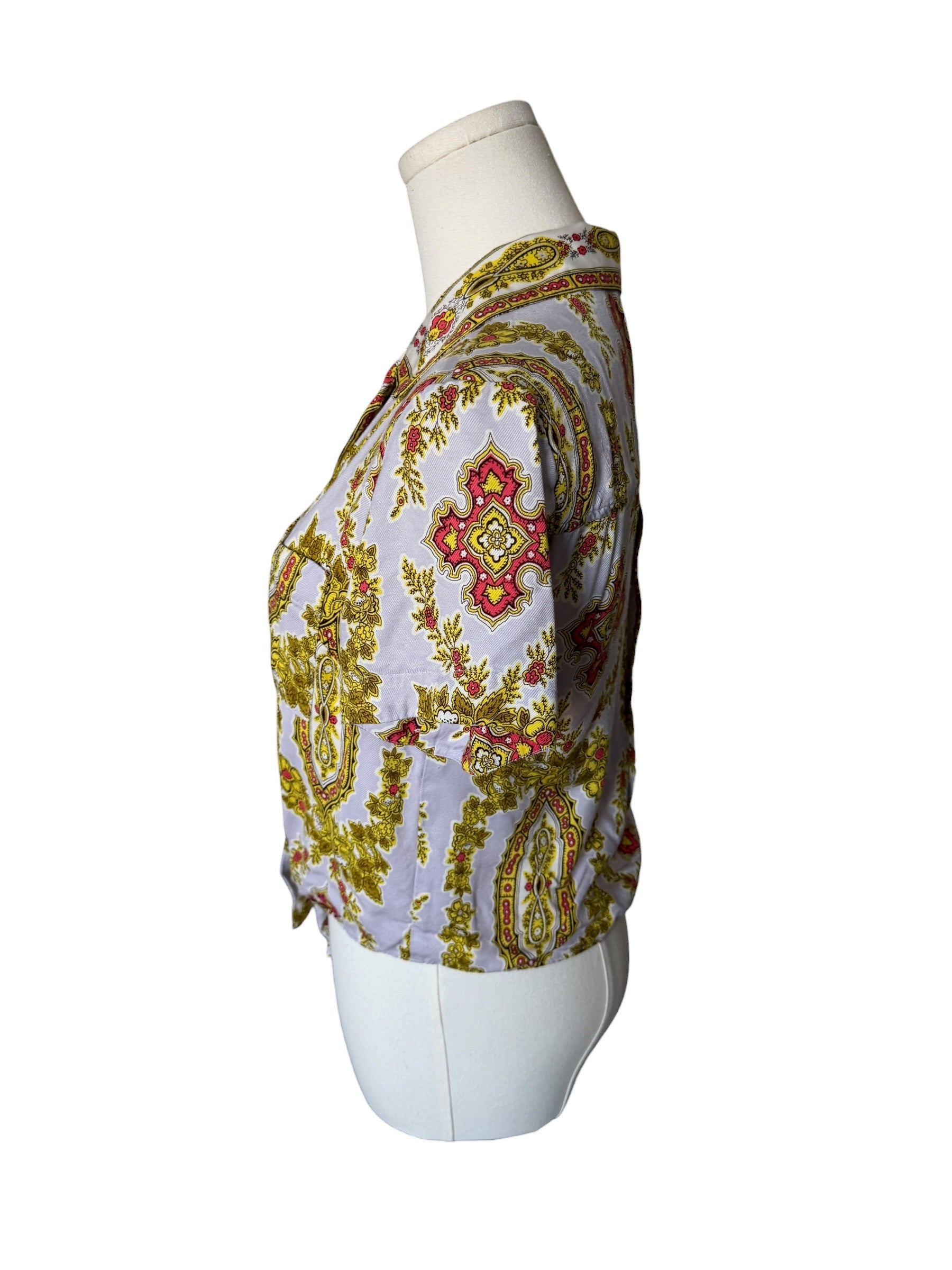Anthropologie Maeve scarf-print cropped blouse