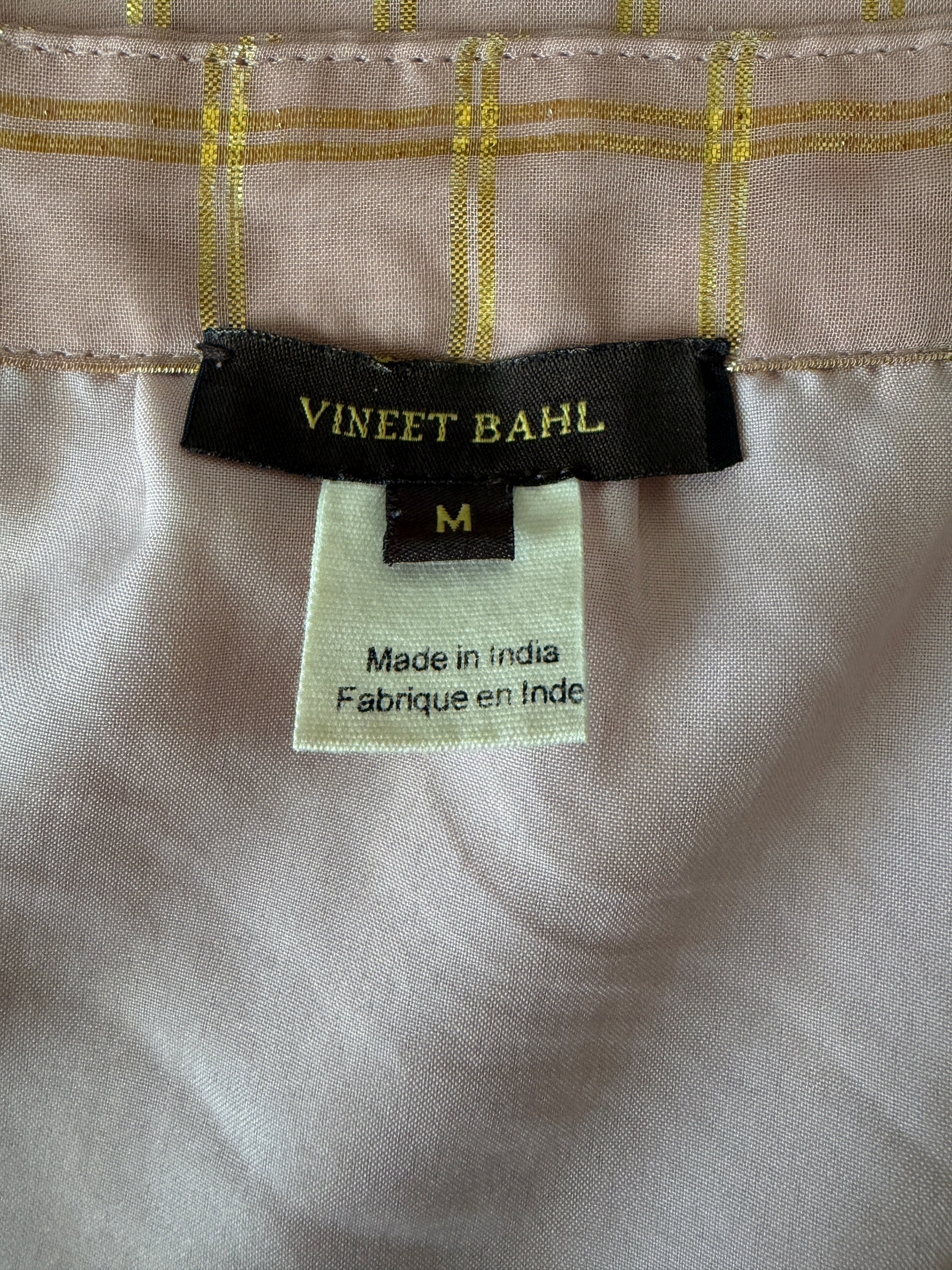 Label on fabric with 'Vineet Bahl' branding and text indicating 'Made in India'.